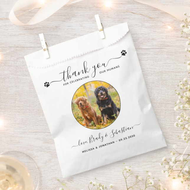 Pet Wedding Personalized Photo Dog Treat Doggie  Favor Bag (Clipped)
