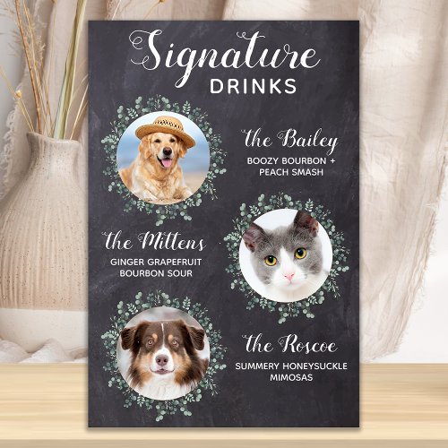 Pet Wedding Signature Drinks 3 Photo Chalkboard Poster