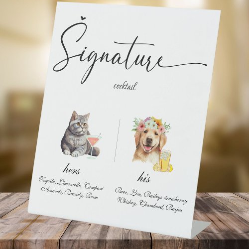 Pet Wedding Signature Drinks Bar Pedestal Sign