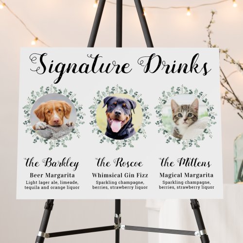Pet Wedding Signature Drinks Custom Photo Dog Bar Foam Board