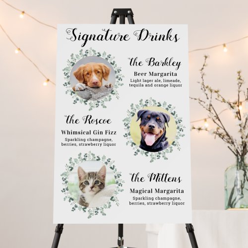 Pet Wedding Signature Drinks Dog Cocktail Bar Foam Board