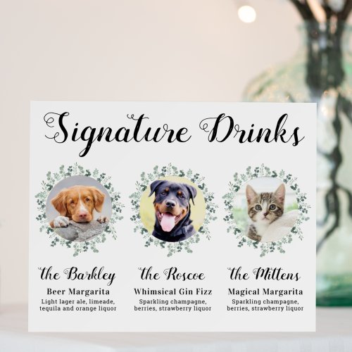 Pet Wedding Signature Drinks Personalized 3 Photos Foam Board