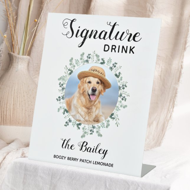 Pet Wedding Signature Drinks Photo Pedestal Sign (Creator Uploaded)