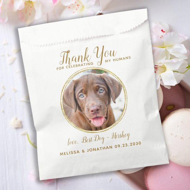 Pet Wedding Thank You Custom Photo Elegant Gold  Favor Bag (Creator Uploaded)