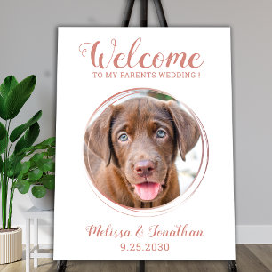 Pet Wedding Welcome Rose Gold Custom Dog Photo Foam Board