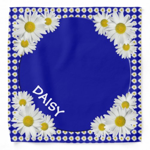 Pet White Daisy Celebration Custom Name Bandana