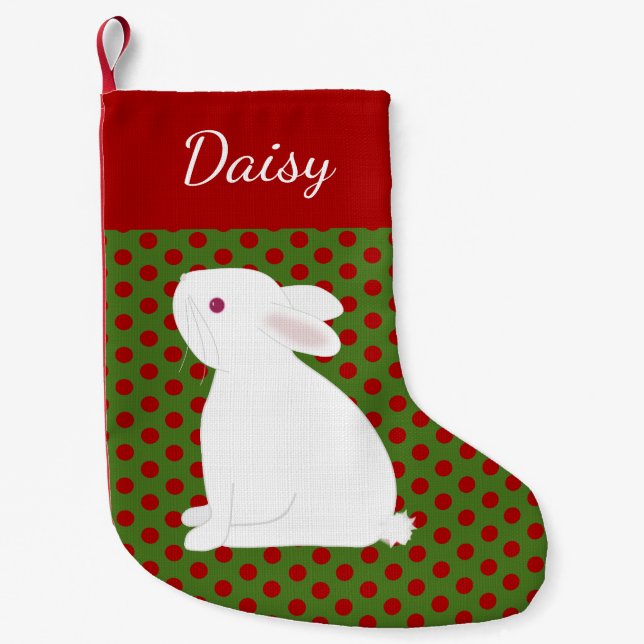 Pet White Rabbit Personalized Christmas Small Christmas Stocking (Front)