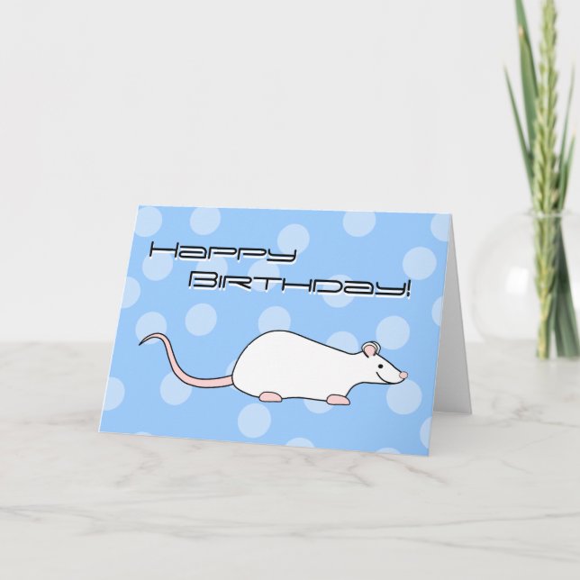 Pet White Rat. Birthday Card (Front)