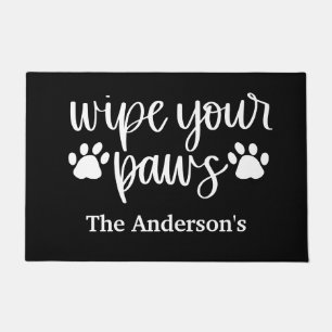 Pet Wipe Your Paws Black White Paw Prints Dog Cat Doormat