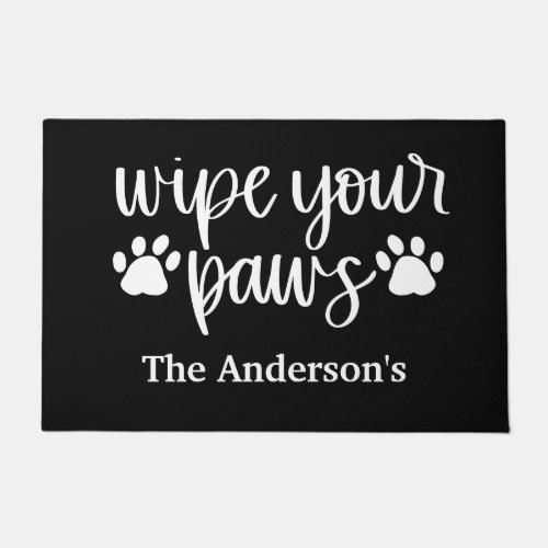 Pet Wipe Your Paws Black White Paw Prints Dog Cat Doormat