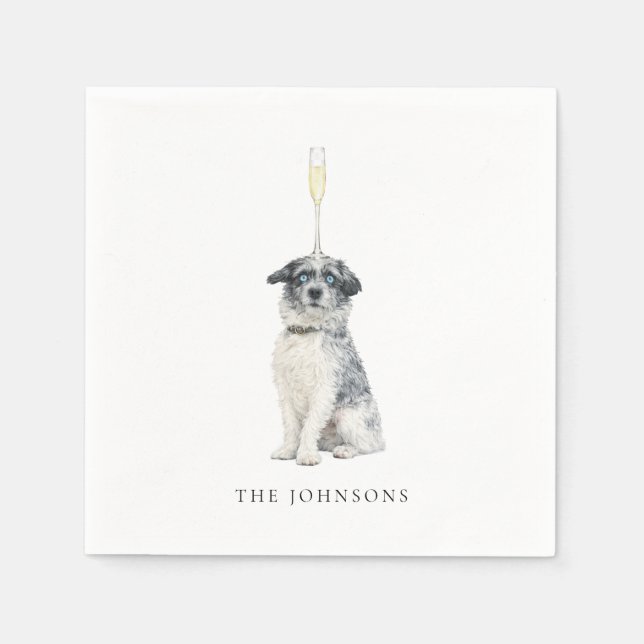 Pet with Champagne Glass Wedding II Napkins (Front)