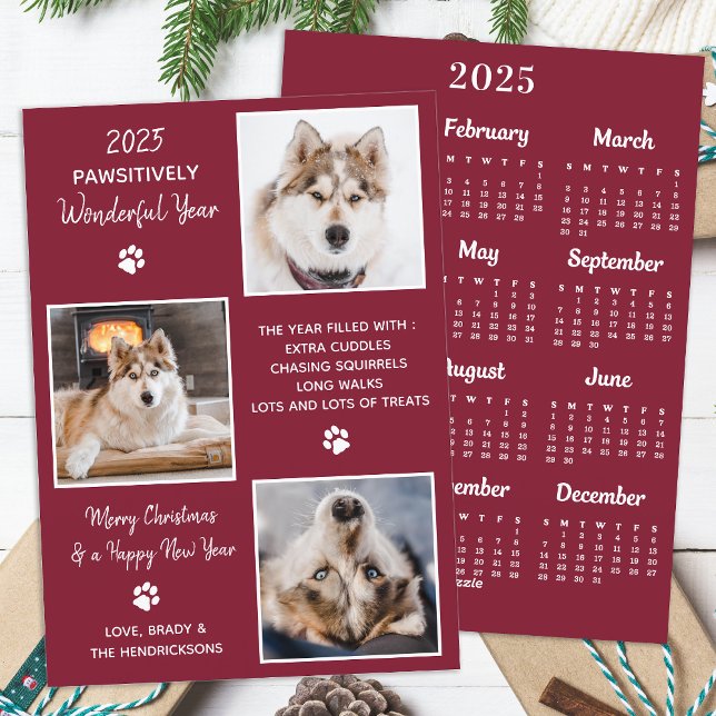 Pet Year in Review Custom Dog Photo 2026 Calendar  Holiday Card (Creator Uploaded)