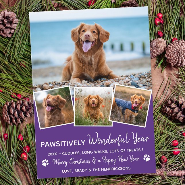Pet Year in Review Modern Dog Photo Collage Holiday Card (Creator Uploaded)