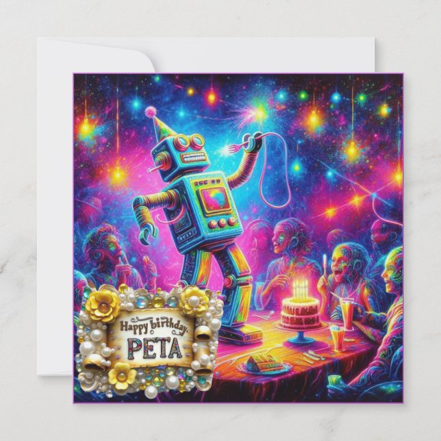 PETA ~ Birthday Card ~ Robot ~ (Front)