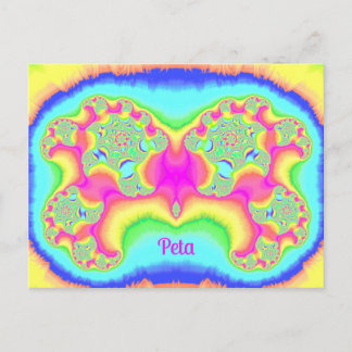 PETA ~ BOLD ~ FLUORO PINK ~ 3D Fractal Design ~ Postcard