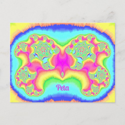 PETA  BOLD  FLUORO PINK  3D Fractal Design  Postcard