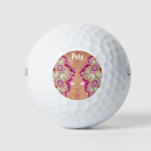 PETA ~ Pink Red Cream Fractal Design ~ Golf Balls