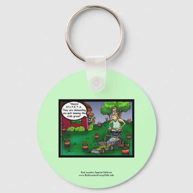 PETA & The Crabgrass Cartoon Funny Key Chain (Front)
