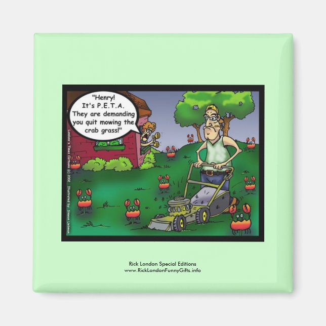PETA & The Crabgrass Cartoon Funny Magnet (Front)