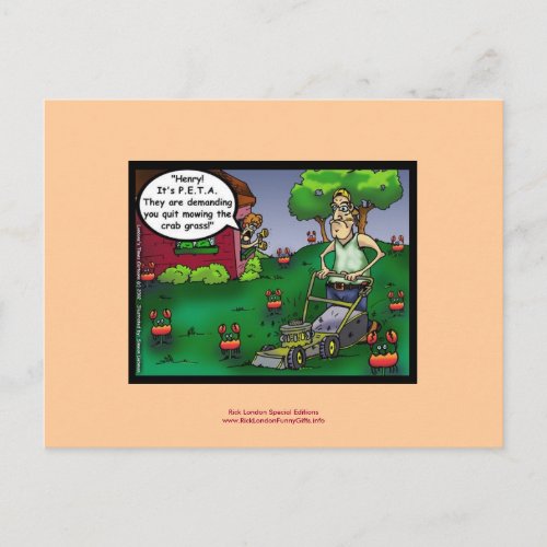 PETA  The Crabgrass Cartoon Funny Postcard
