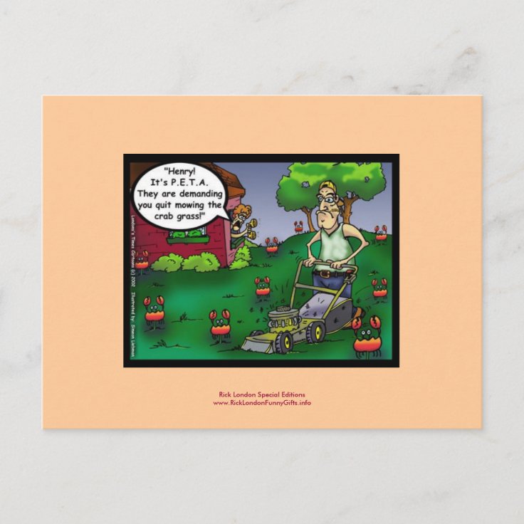 PETA & The Crabgrass Cartoon Funny Postcard Zazzle