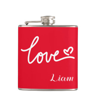 Petaca Color Rojo Love Y Corazón Flask