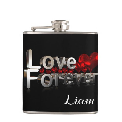 Petaca Love forever red hearts Flask