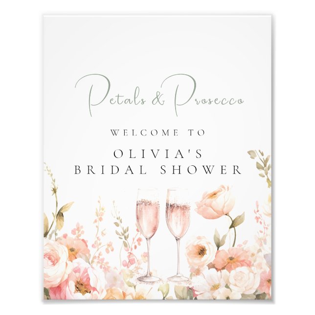 Petal and Prosecco Bridal Shower Welcome Photo Print (Front)
