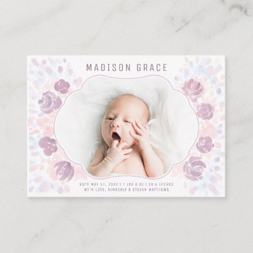 Petal Baby Girl Birth Announcement Photo Mini Card