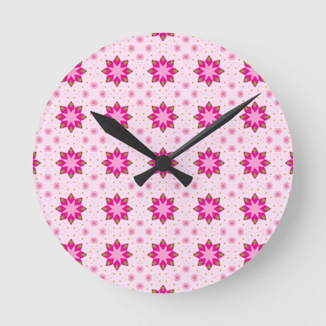 Petal Blossom Confetti pattern  Round Clock (Front)