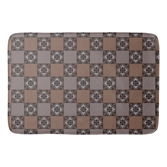 Petal Checkerboard Pattern Bath Mat  (Front)