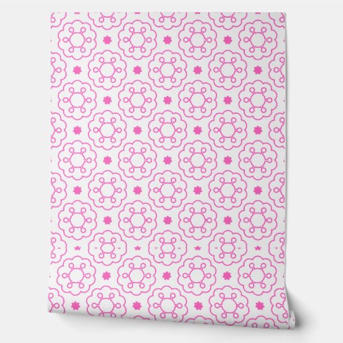 "Petal Geometry" Soft Pink Geometric Wallpaper