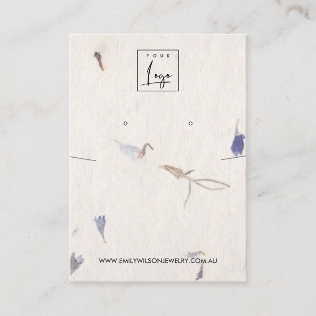 PETAL HANDMADE PAPER NECKLACE EARRING DISPLAY BUSINESS CARD (Front)