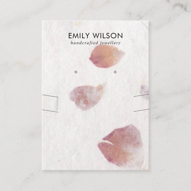 PETAL HANDMADE PAPER NECKLACE EARRING DISPLAY BUSINESS CARD (Front)