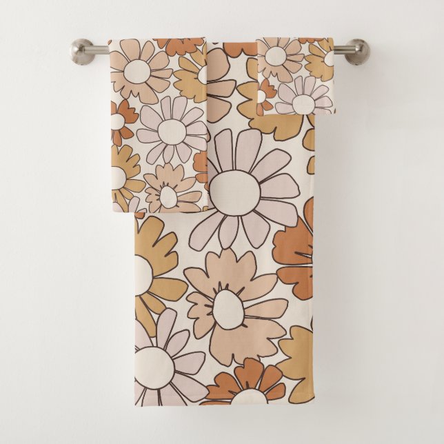 Petal Jubilee Warm Earth Boho Bath Towel Set (Insitu)