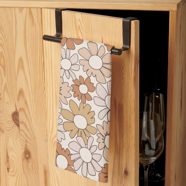 Petal Jubilee Warm Earth Boho Kitchen Towel (Thirds Fold)