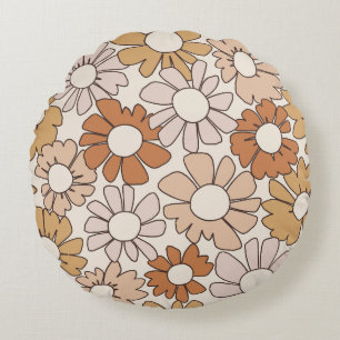 Petal Jubilee Warm Earth Boho Round Pillow