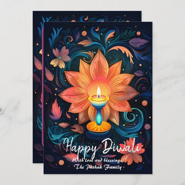 Petal Light Wishes Diwali card (Front/Back)