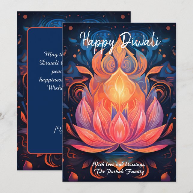 Petal Light Wishes Diwali card (Front/Back)