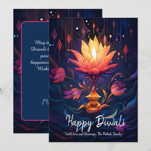 Petal Light Wishes Diwali card (Front/Back)