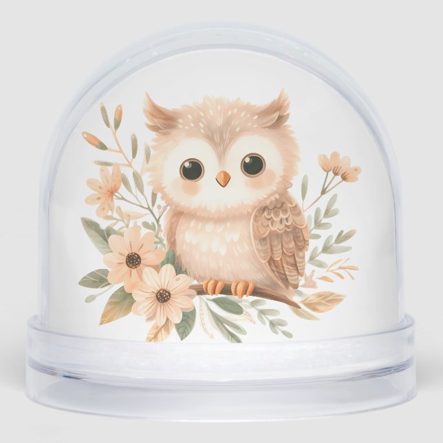 Petal Nest Owl Dreams Snow Globe (Front)