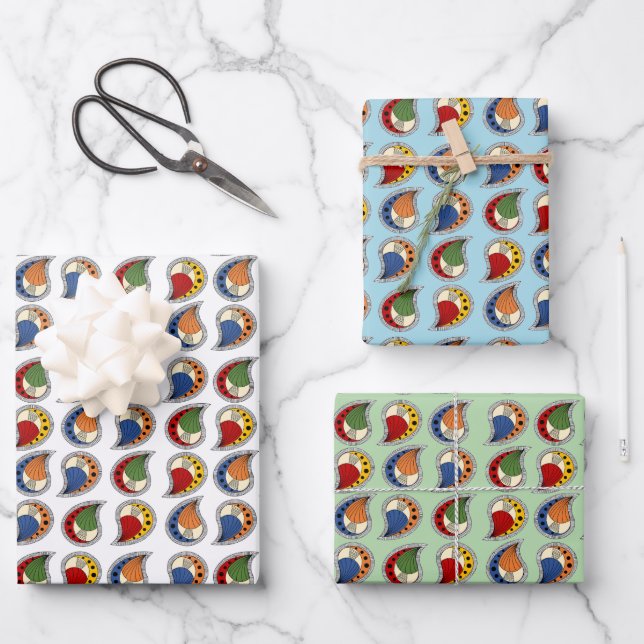 Petal Paisley Rhythm Wrapping Paper Sheets (Front)