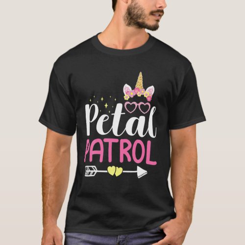 Petal Patrol Cute Girl Flowers Unicorn Wedding Bri T_Shirt
