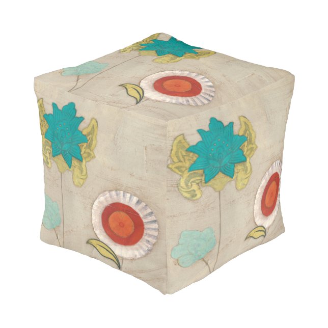 Petal Patterns I Pouf (Angled Front)