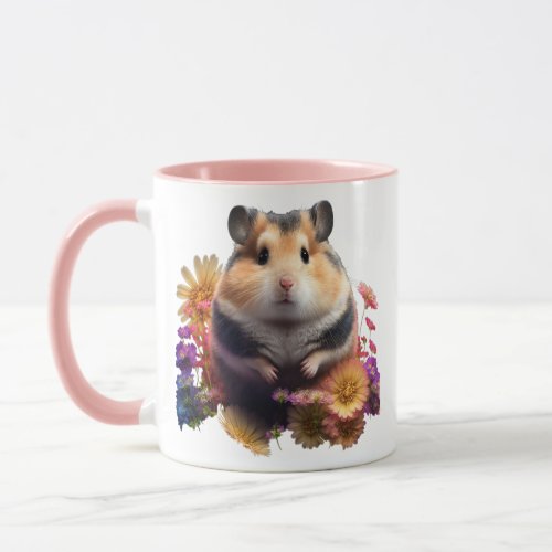 Petal Paws _ Cute Floral Hamster Mug
