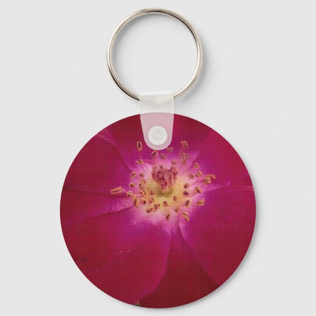 Petal Perfection: Checkered Rose Petal Pattern Art Keychain (Front)