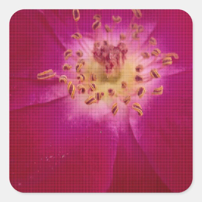 Petal Perfection: Checkered Rose Petal Pattern Art Square Sticker (Front)