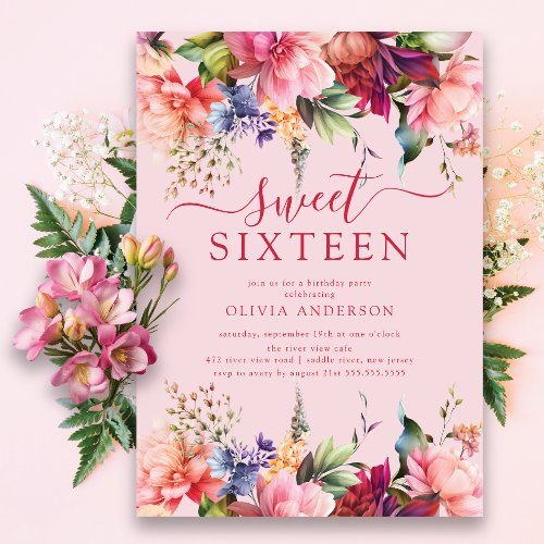 Petal Perfection Sweet Sixteen Invitation