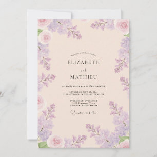Petal Pink Amethyst Wisteria Wedding Invitation