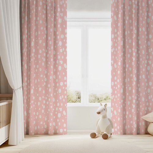 Petal Pink and White Abstract Dots Blackout Curtains